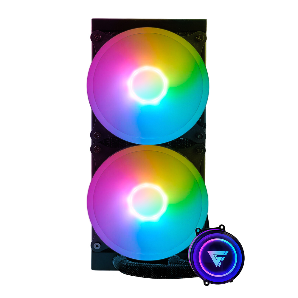 7503038925251-G - ENFRIAMIENTO LIQUIDO GAME FACTOR 2x120 RGB 250W 70 CFM NEGRO LQG601 BK