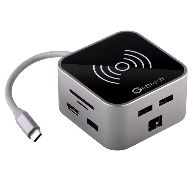GHW-69401 - HUB GETTTECH TIPO C WIRELESS GHW-69401 HDMI/RJ45/SD/TF/USB/3.5MM