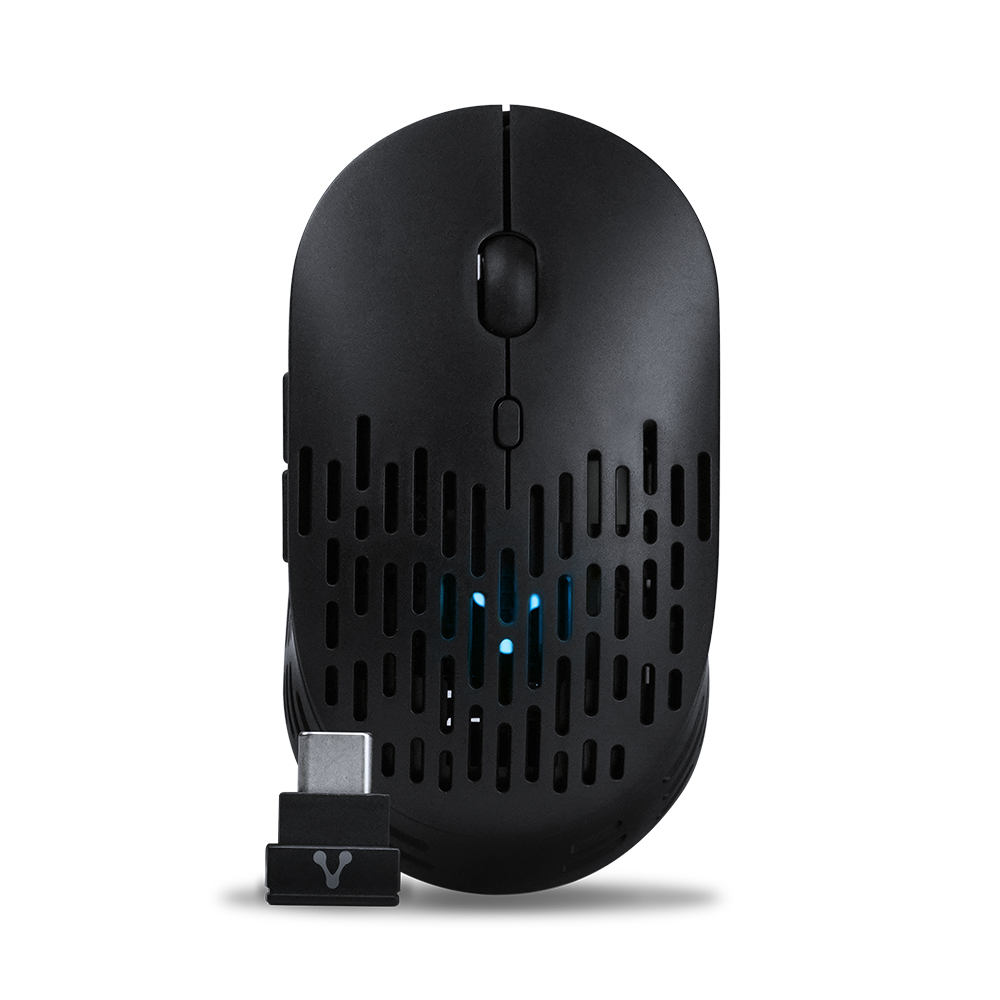 MO-208 - MOUSE VORAGO INALAMBRICO TIPO C Y BT 2400 DPI RECARGABLE NEGRO MO-208
