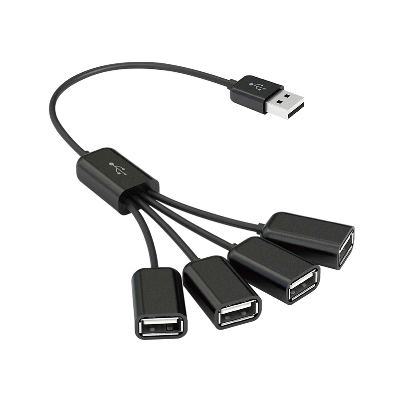 7502266672593-V - HUB USB VORAGO CON EXTENSION 4 PUERTOS 2.0 (PULPO) 1 MT NEGRO HU-101