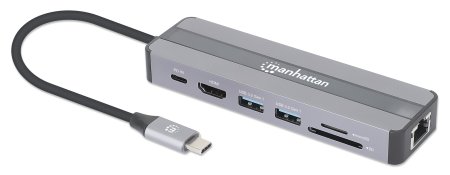 766623153928 - Docking USB-C  7 ptos, HDMI, Red, USB-C PD/2xUSBv3.2, SD/Micro SD