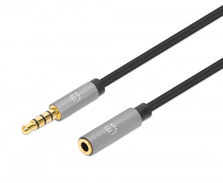 766623356022 - Cable Audio Estereo 3.5mm Exten. M-H 1.0M Negro/Aluminio Plateado