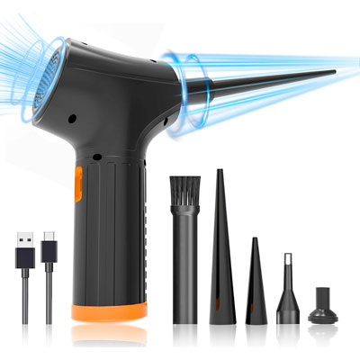 SOPLADORA DE AIRE COMPRIMIDO PARA PC, 3 VELOCIDADES, 5 BOQUILLAS, LUZ LED, 6000MAH, X003PYODN9