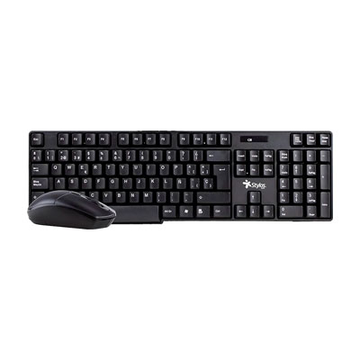 STPKTM3B - KIT DE TECLADO Y RATON STYLOS, INALAMBRICO, NEGRO, STPKTM3B