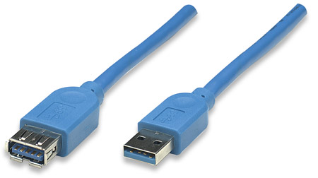 766623322447 - Cable USB V3.2 Ext. Tipo A  3.0M Azul, 5 Gbps