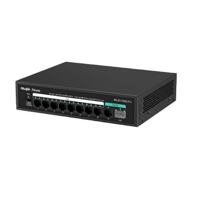 SWITCH RUIJIE GIGABIT ETHERNET 8 PUERTOS 10/100/1000MBPS, 1 PUERTO SFP, 20 GBIT/S RG-ES110GS-P-L