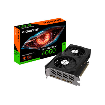 TARJETA DE VIDEO GIGABYTE NVIDIA GEFORCE RTX 4060 WINDFORCE OC, 8GB 128-BIT GDDR6, PCI EXPRESS 4.0, GV-N4060WF2OC-8GD